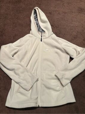 Women's Hooded Cream Fleece Jacket - Lightweight Full-Zip